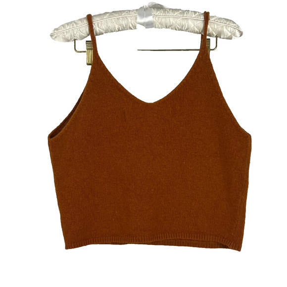 Code Mode Tank Top Women's Medium Rust Wool Angora Rabbit Knit Cropped - Picture 2 of 7